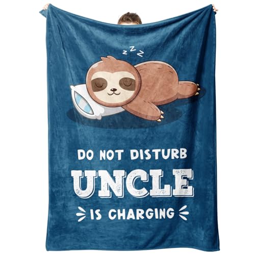 Funny Gifts for Uncle, Uncle is Charging Sloth Blanket, Uncle Birthday Gifts, Gifts for...