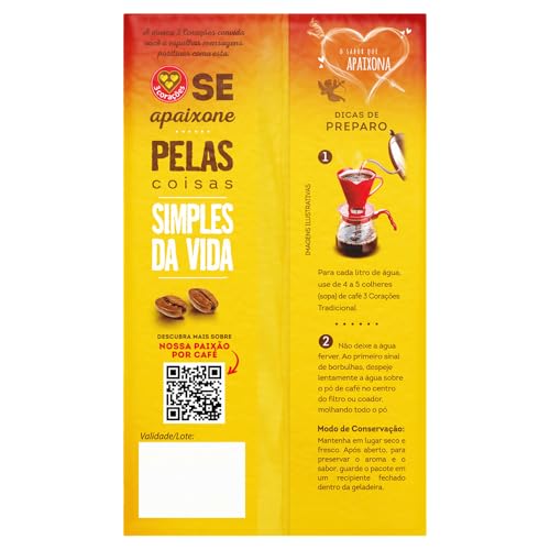 3 Corações Café Torrado E Moído Tradicional À Vácuo 250G