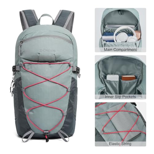 G4Free 30L Lightweight Hiking Backpack for Men Women, Airline Approved Day Pack for Travel, Bussiness Work, Easy Hike(Grey)3
