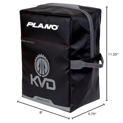 Image of Plano KVD Wormfile Signature Series 3600 Speedbag, Black TPE Coated Fabric with Red Interior and Accents, Premium Soft Fishing Bag, Tackle Storage for Baits & Lures