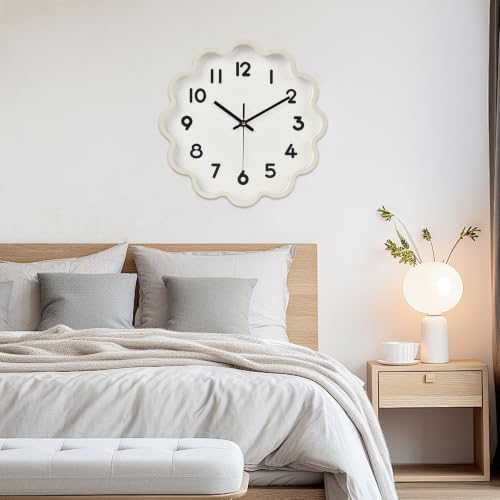 Image of HZDHCLH Wall Clocks Battery Operated 12 Inch Cloud Shaped Wall Clock Silent Non Ticking Modern Decorative Clock with 3D Numbers for Bedroom Living Room Nursery Classroom White