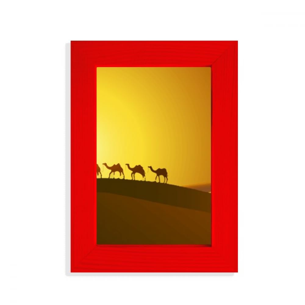 Cadre photo rouge contre les murs ternes : l'éclat du désert Silk Road
