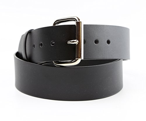 Genuine Leather Mens Heavy Duty Black Leather Belt 1 1/2