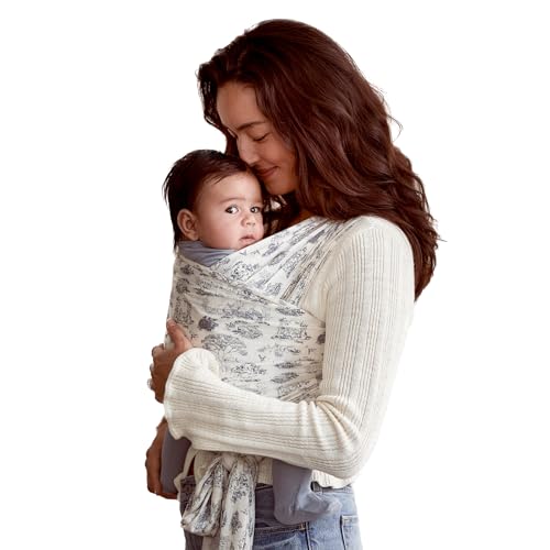 Image of Solly Baby Wrap, Buttery-Soft Baby Carrier Newborn to Toddler 8-25 Lbs., Lightweight & Hands-Free Infant Wrap, Breathable Summer Carrier, Baby Wearing & Postpartum Essential, New Mom Gift, Bleu Toile