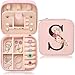 Inngeroo Travel Jewelry Case Box Organizer, Personalized Gifts for Women Teen Girls Mom Aunt Sister, Mothers Day Mom Gifts for Wife Daughter Grandma, Bridesmaid Gifts Traveling Essentials, Initial S