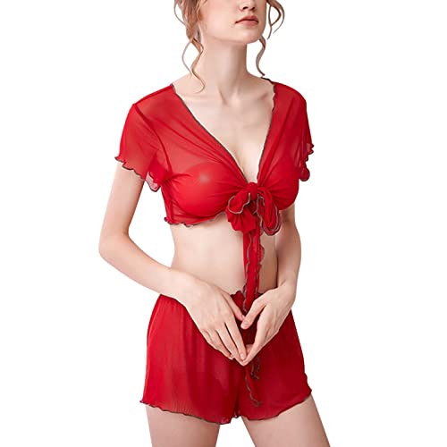 Vêtements de nuit pyjamas en dentelle chaude pour soirée cocon