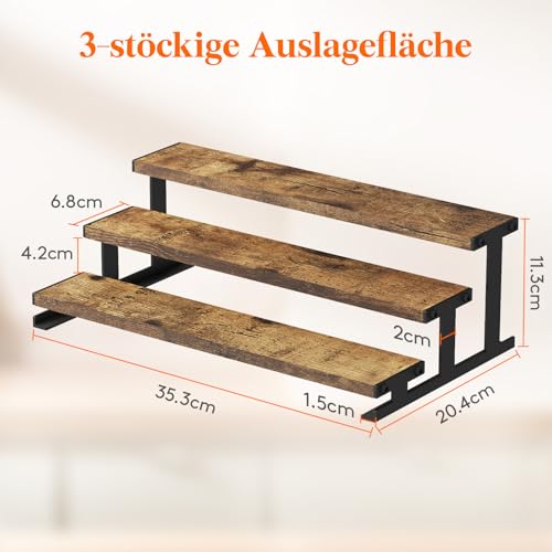 Lifewit 3 Etagen Display Ständer mit Schwarzes Metallregal, 35 x 20 x 11 cm Stehende Aufsteller für Parfüm, Holzwerkstoff Parfüm Organizer für Schminktisch/Badezimmer, Tortenständer für Party