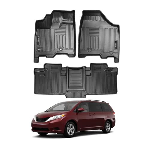 Vanseno 1st & 2nd Car Floor Mats Compatible for 2011-2020 Toyota Sienna 7 Seat All Weather TPE Floor Liner for 2011 2012 2013 2014 2015 2016 2017 2018 2019 2020 Toyota Sienna Accessories