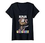 Photo Gallery donna ninja unicorn japanese samurai katana sword gift maglietta con collo a v Photo Gallery donna ninja unicorn japanese samurai katana sword gift maglietta con collo a v