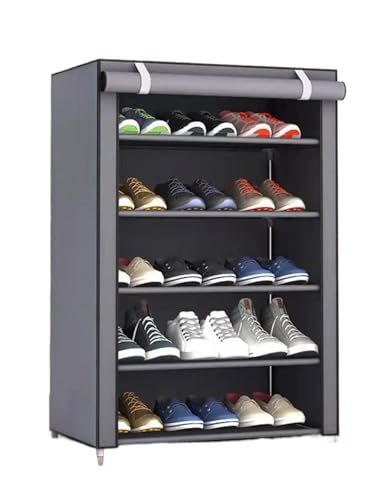 Zapatero de 6 niveles, almacenamiento de zapatos que ahorra espacio, gabinete de tela no tejida para el hogar, estante de zapatos multicapa de diseño simple, muebles gris oscuro