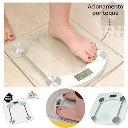 Balança Humana Digital De Banheiro Vidro Temperado 180kg