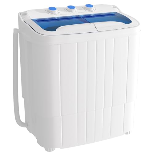 Greenvelly - Lavadora portátil de 16 libras, lavadora y secadora compacta, lavadora semiautomática de doble tina para dormitorios, apartamentos, caravanas (azul)
