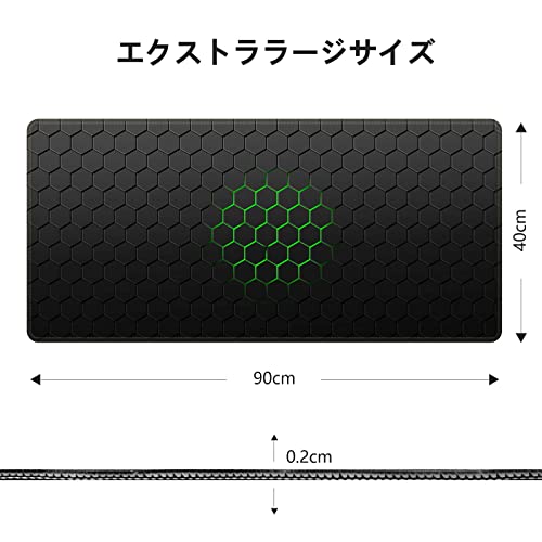 iCasso マウスパッド ゲーミング 大型 デスクマット90x40cm 耐水性 清潔しやすい 滑り止め ゴムベースデスクマット 仕事 ゲーム オフィス ホーム用（ハニカム・グーリン）