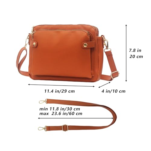 Image of Zengmei brown 3 Layers Crossbody Purse for women PU vegan leather card organizer multi pocket wallet hobo antitheft trendy travel