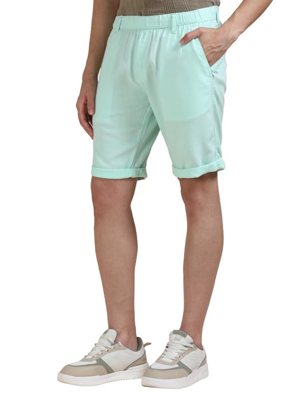 Men's Color Solid Linen Viscose Casual Plain Shorts | Elastic Waist, 3 Pockets|Ideal for Everyday & Casual Wear