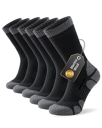 Alaplus Calcetines de lana merino muy cálidos, calcetines térmicos profesionales de invierno para hombre y mujer, 3 pares, A8-negro., 39-42