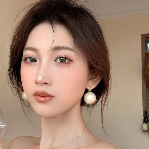 Large Pearl Earrings for Women Dainty 20MM Big Pearl Drop Dangle Earrings Hypoallergenic Gold Hoop Earrings Trendy Birthday Jewelry Accessories Gifts2