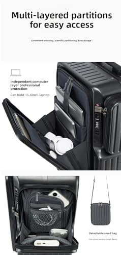 PC Hardshell Quiet Spinner Carry-On Luggage TSA Lock USB Charging Port Large Lightweight Durable Suitcase for Men Women Business Travel Check-in Trolley Bag (Grey, Carry-On-20-Inch)4