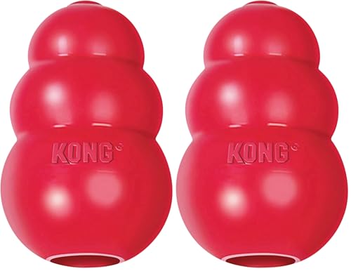 Image of KONG Classic Stuffable Dog Toy - Fetch & Chew Toy for Dogs - Treat-Filling Capabilities & Erratic Bounce for Extended Play Time - Durable Natural Rubber Material - for Extra Small Dogs (Pack of 2)