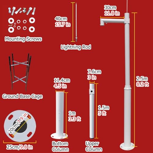 Support de caméra de sécurité extérieure en acier galvanisé avec colonne et rallonge, fixation amovible et réglable jusqu'à 2,5 m (8,2 pi). Compatible avec les garages et les centres commerc