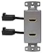 Hubbell Wiring Systems NS802GY netSELECT HDMI 1-Gang Thermoplastic Decorator Frame, Gold, Female to Female, 2-Port, Gray