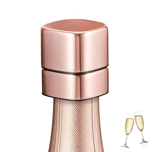 ELMWAY VinoLux Champagne Stopper Detachable Silicone Insert Split-Part Design for Hygiene Glue-Free & Mold-Free Strong Airtight Seal Fits Prosecco Cava & Sparkling Wine (Rose Gold)