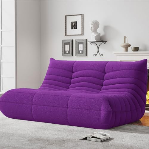 Bean Bag Chairs for Adults, Memory Foam Couch Loveseat Sofa Chair, Soft Teddy Material Cozy Comfy Reading Nook Chairs, Floor Chair for Living Room Bedroom Office(Purple)