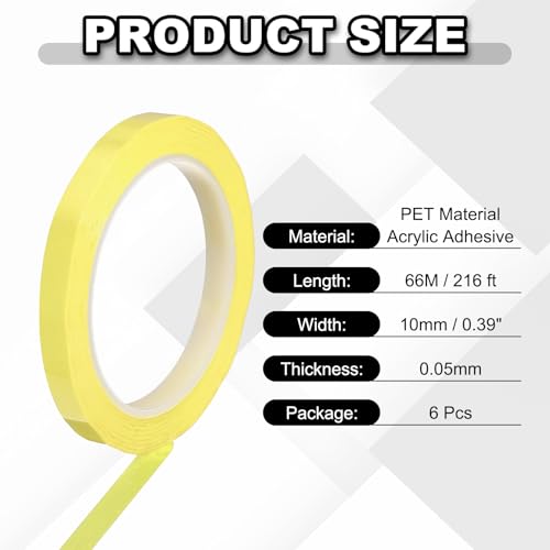 Ruban d'identification pour instruments en PET jaune clair PATIKIL 6 rouleaux