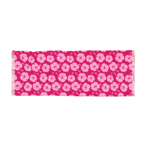 Women Lightweight Floral Scarf – Soft Pink Hibiscus Print Shawl – Vibrant Fashion Wrap for Spring, Summer & Travel2
