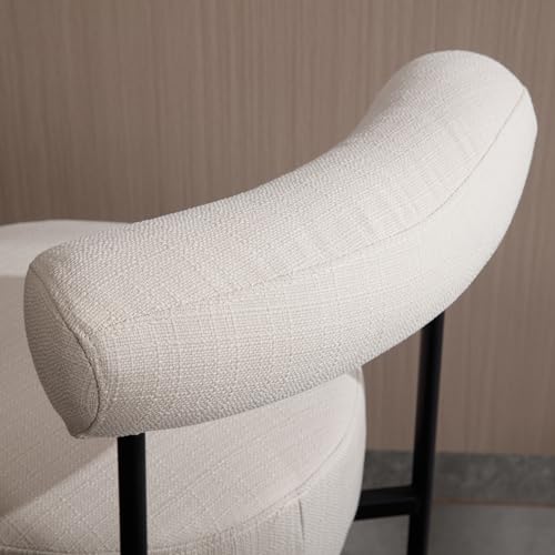 Butacos Altura de Isla de Cocina Set de 2, Modernos con Tapizado en Lino Beige y Patas de Metal, Altura Asiento 26 pulgadas miniatura 6