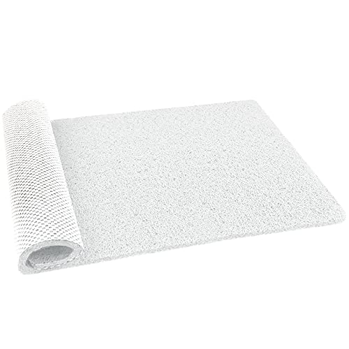 Leotruny PVC Loofah Non-Slip Shower Mat for Bathroom Wet Area Quick Drying (24''x16'', C03-White)