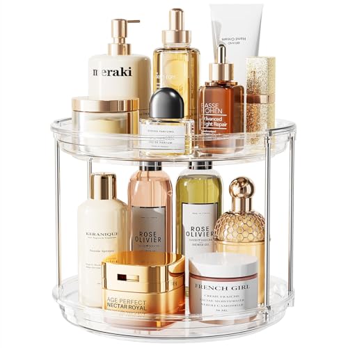 La Mejor Selección de Organizadores de cosméticos disponible en línea. 49 LAMU Organizador Giratorio con 2 Niveles, Lazy Susan Giratorio 360° Multiusos, Organizador de Maquillaje, Organizador Perfumes y Cosméticos, Bandeja de Tocador (Transparente,...