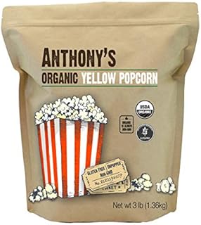 Anthony's Organic Yellow Popcorn Kernels, 3 lb, UnPopped, Gluten Free, Non GMO