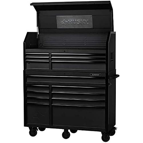 Husky 52 in. W 20 in. D 15-Drawer Tool Chest and Cabinet, Textured Black