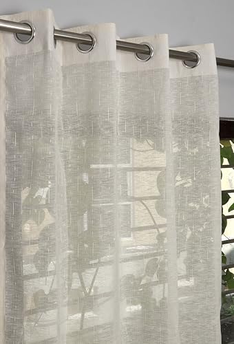 Image of Exporthub Cotton Sheer Curtains 9 feet Long Set of 2 for Long Door Curtains Cream Color - (EHSPR063 94)