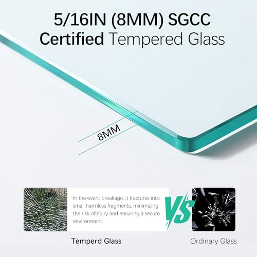 Image of 46-48 inch W x 76 inch H Soft-Close Frameless Double Sliding Shower Door, Bathroom Shower Glass Doors with 5 /16 inch (8mm) SGCC Tempered Glass and Stainless Steel Handle, Easy to Install, Matte Black