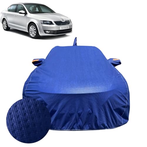 Image of Car Cover for Skoda Octavia (2012-2020) | 100% Waterproof Cover with Reflective Mirror Pockets | Dustproof, Scratchproof, Heatproof Skoda Octavia Car Cover |Soft Cotton Lining| Blue