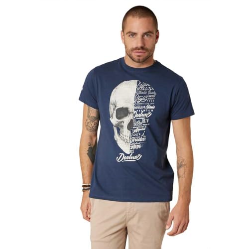 Deeluxe - T-shirt homme VEGAS manches courtes imprimé tête de mort graphique col rond