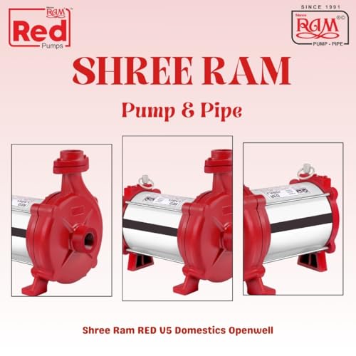 Image of V5 RED 0.50 HP Open Well Submersible Pump | With Penal Bord | High Flow Water Pump for Domestic & Agricultural Use | Copper Winding Motor | Energy Efficient | Heavy Duty Body (Single Phase)