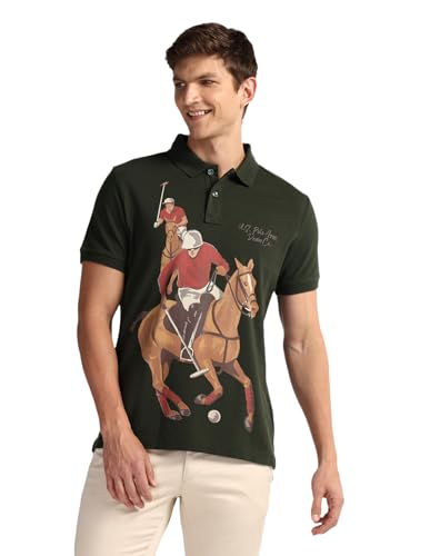 Image of U.S. Polo ASSN. Printed Polo T Shirts for Men - 100% Cotton, Half Sleeve Mens Tshirt