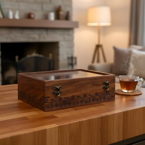 Image of Vintage Wooden Watch Box for Men, Timepiece Storage & Organizer, Display Case, Jewelry Box for Women, Gift for Husband (8 Grooves Engraved (Rosewood))