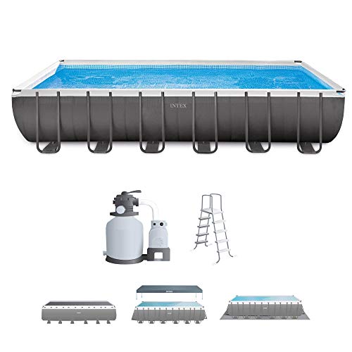 Intex-24ft-X-12ft-X-52in-Ultra-Frame-Rectangular-Pool-Set-with-Sand-Filter-Pump-Ladder-Ground-Cloth-Pool-Cover Intex 24ft X 12ft X 52in Ultra Frame Rectangular Pool Set with Sand Filter Pump Ladder Ground Cloth Pool Cover