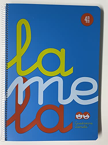 Cuaderno Espiral LAMELA Fluor, 4º 80 Hojas Cuadro 4 mm. Tapa Plástico (Azul)