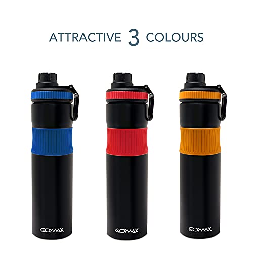 Image of GOMAX Stainless Steel Water Bottle 850ml For Men&Women,Non Slip Water Bottle,Use In Travelling, Yoga, sports, Camping, school Regular use Water Bottle (Orange)