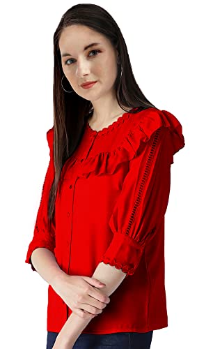 Image of Girls /Women Cuffed Sleeves Solid Shirt Style top-102
