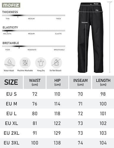 MoFiz Wasserdicht Hose Damen Überziehhose Fahrrad Regenhose Leichte Packbar Hose Winddicht Outdoorhose Wanderhose Trekkinghose Schwarz Größe EU 2XL