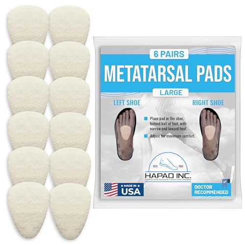 HAPAD Metatarsal Foot Pads for Women & Men, Large (Pack of 6) - Supportive, Breathable, Comfortable, Lightweight Ball of Foot Pad for Shoes & Heels - Cushions for Metatarsalgia, Mortons, Neuroma