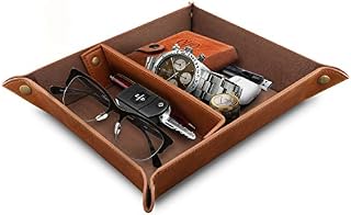 LONDO - Leather Tray Organizer - Practical Storage Box for Wallets, Watches, Keys, Coins, Cell Phones and Office Equipment