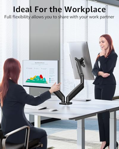Image of Dual Monitor Stand fits up to 32 inch, 4.4-19.8 lbs Computer Screens, Dual Monitor Desk Mount Height Adjustable, Monitor Arms for 2 Monitors, Home Office VESA Mounts, Freelift Black