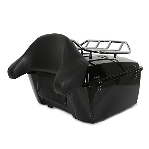 Image of ECOTRIC Luggage Trunk Compatible with 1997-2013 Harley Road King Electra Glide Road Glide Street Glide King Motorcycle Trunk W /Top Rack